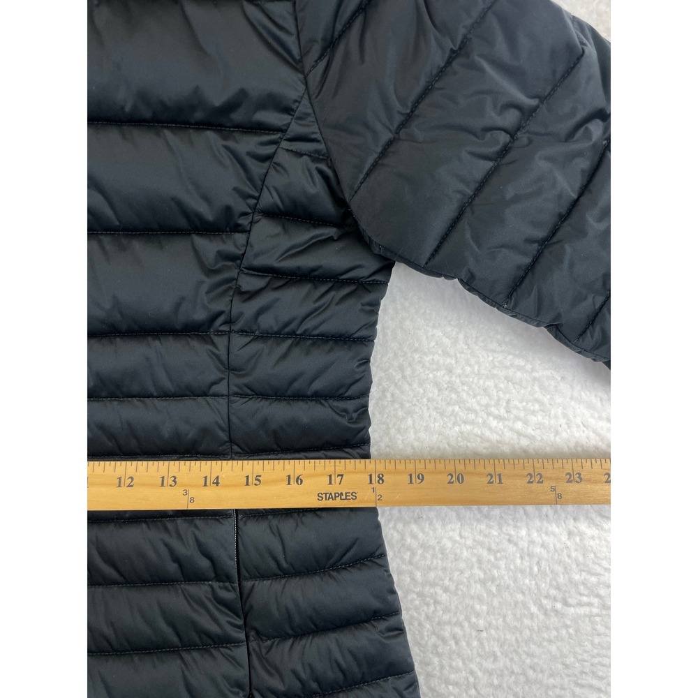 Save The Duck Women's 2 M Black Stretch Puffer Coat Long Hooded Parka Winter - Picture 8 of 16
